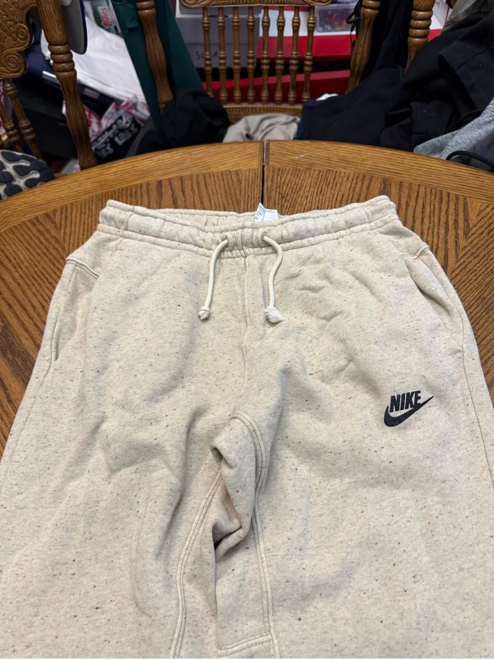 Nike Mens Cream Speckled Joggers with Drawstring